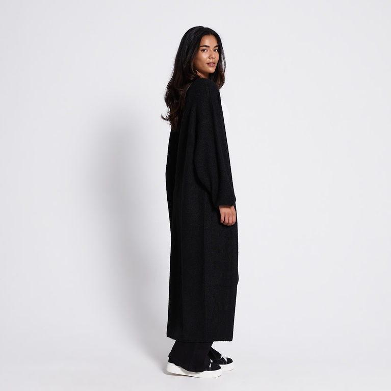 Long open knit cardigan "Alana" Black